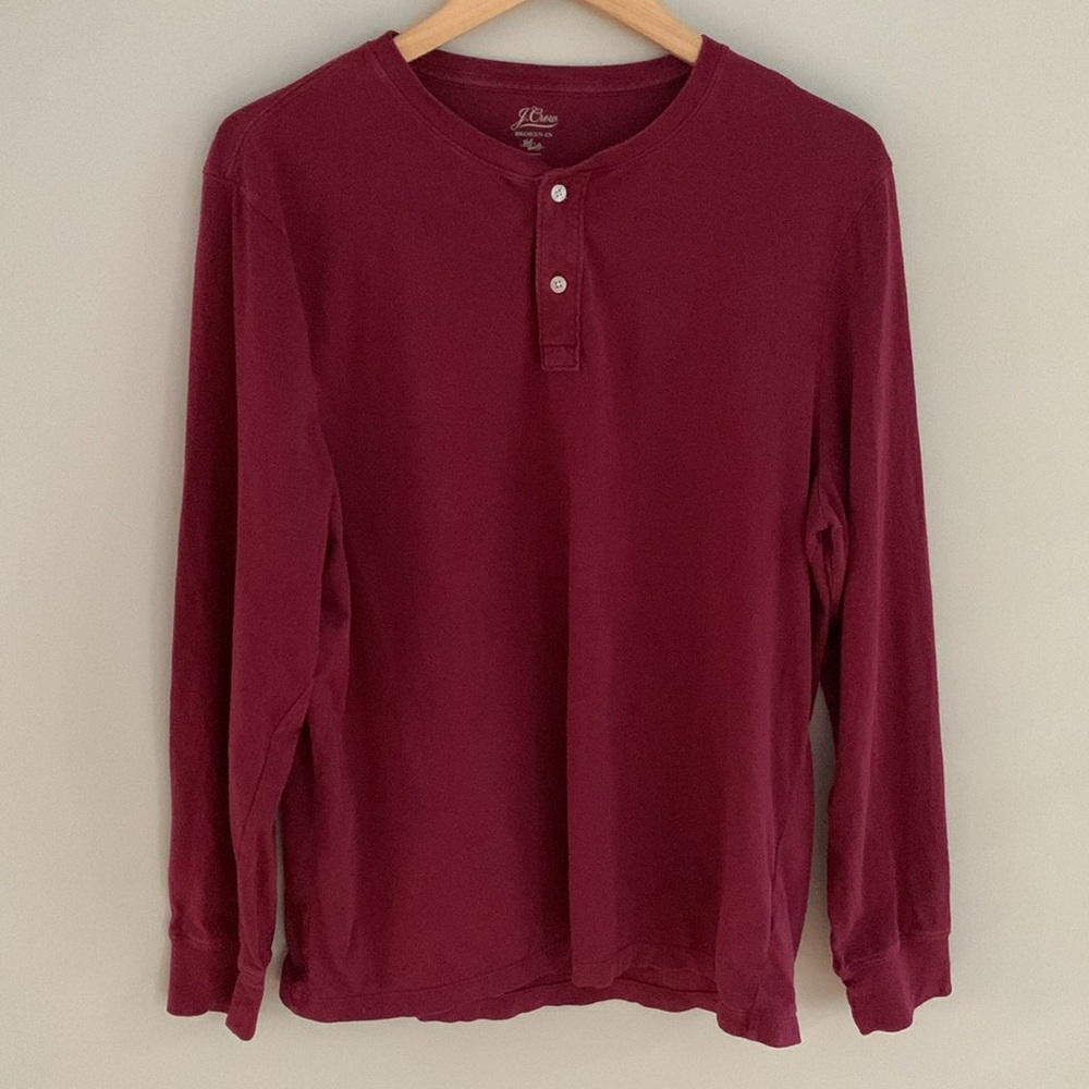 J. Crew Broken-In Long Sleeve Henley Shirt Burgundy XL Layer Casual Athleisure
